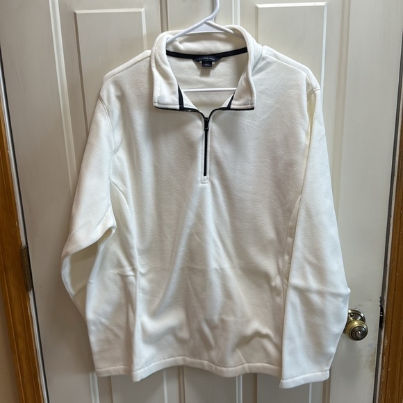 NWT Lands' End Off-White Thermachek Fleece Half-Zip Pullover size 2X - Picture 1 of 9
